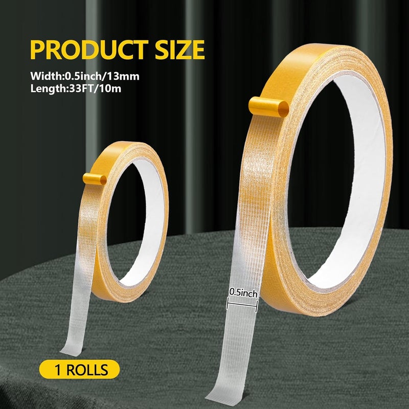 shimsol Double Sided Fabric Tape Heavy Duty for Hem, Fashion Dress, Cloth, Curtains, High Adhesive Sticky but Removable and Residue Free, No Sewing or Ironing Need, Multipurpose, 0.5 in x 33FT/10m (1) - Image 2